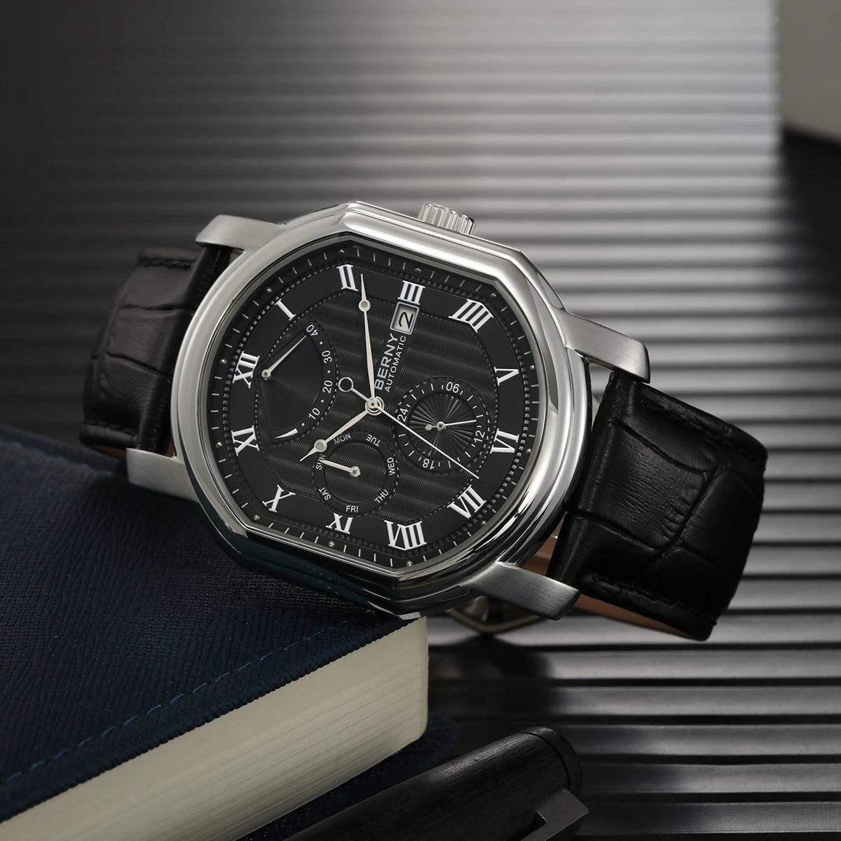 BERNY Men Mechanical Watch Top Accuracy Move Automatic Wristwatch Luxury Male Clock Sapphire Self-Winding Men's Watch Waterproof