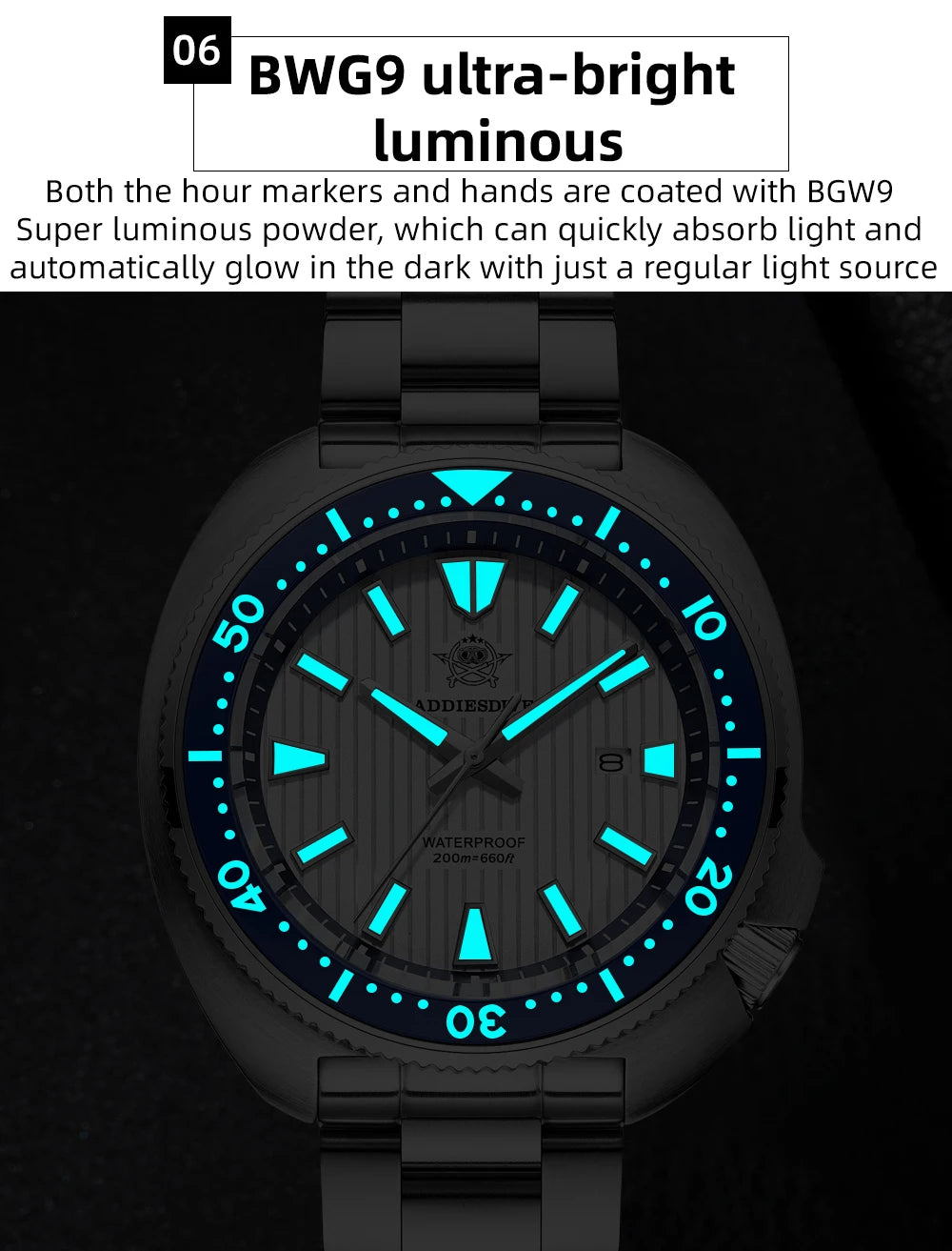 ADDIESDIVE Luxury Men's Watches Stainless Steel Sapphire Crystal Quartz Watch for Men Luminous 20Bar Waterproof NEW Wristwatches