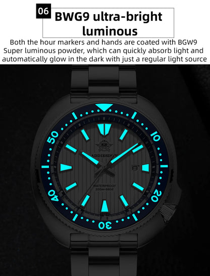 ADDIESDIVE Luxury Men's Watches Stainless Steel Sapphire Crystal Quartz Watch for Men Luminous 20Bar Waterproof NEW Wristwatches