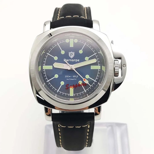 Parnsrpe Men's Automatic Mechanical NH35 Watch Polished Case Sapphire Glass Leather Strap 40mm Men's Watch