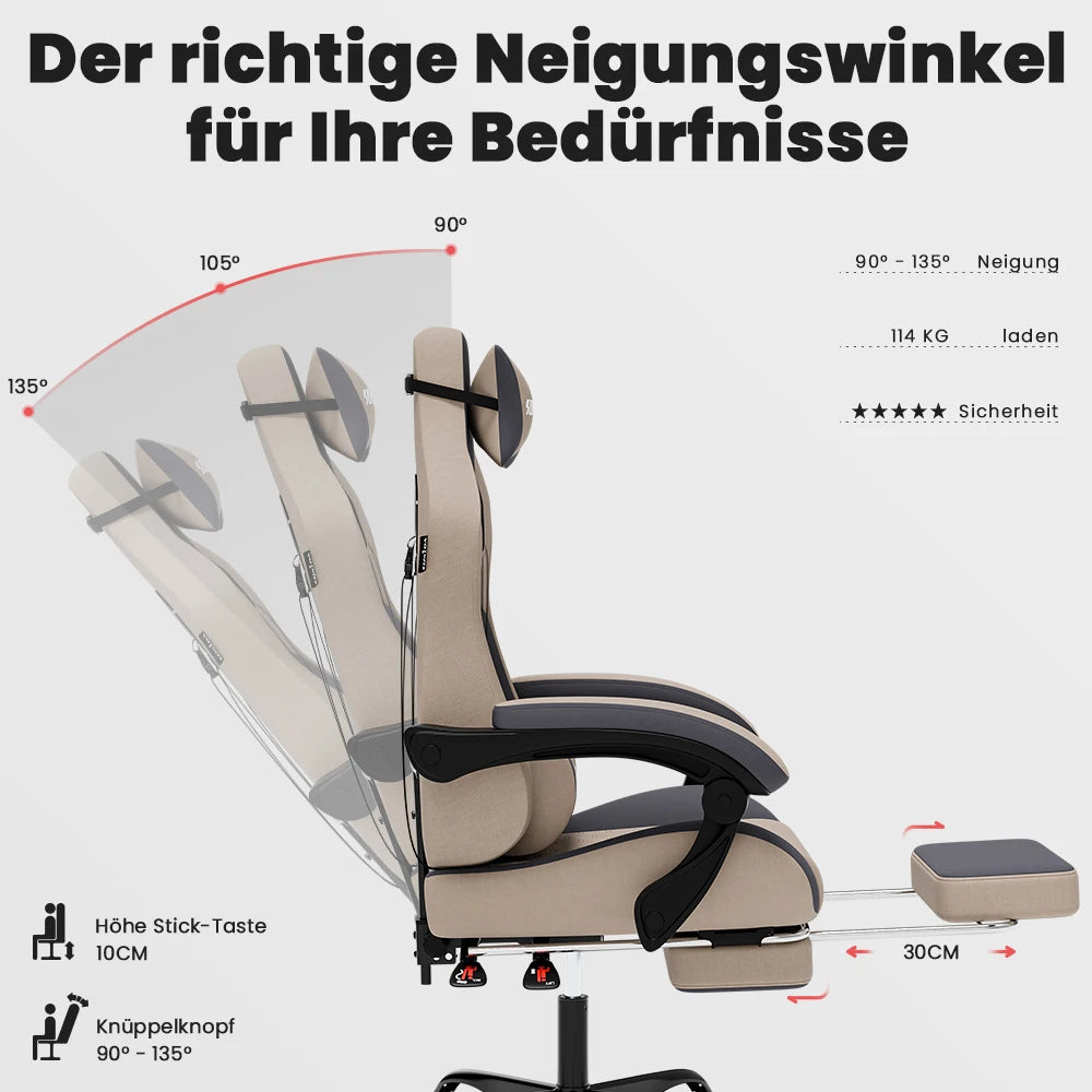 SUKIDA Ergonomic Gaming Chair with Lumbar Support, Adjustable Racing Office Chair, Swivel Executive Chair with Headrest and Armrests