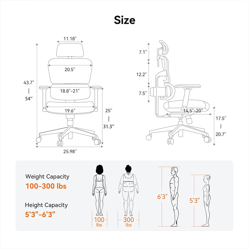 NEWTRAL NT001 Ergonomic Office Chair with Adaptive Lumbar Support, Adjustable Backrest, 3D Armrests, Headrest & Reclining Design