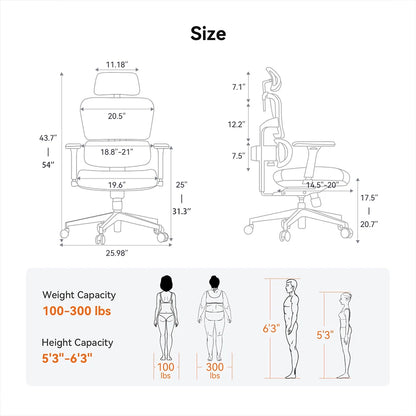NEWTRAL NT001 Ergonomic Office Chair with Adaptive Lumbar Support, Adjustable Backrest, 3D Armrests, Headrest & Reclining Design