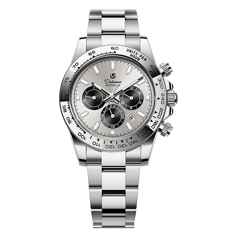 2026 NEW Automatic Mechanical Watch Man Silver Business Casual 3ATM Waterproof Multi-functional Men's Watches