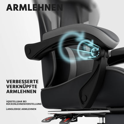 Comanlai Gaming Chair with Footrest Ergonomic High Back Gaming Chair, Adjustable Headrest & Lumbar Support, PU Leather Swivel Computer Gaming Chair for Office & Home