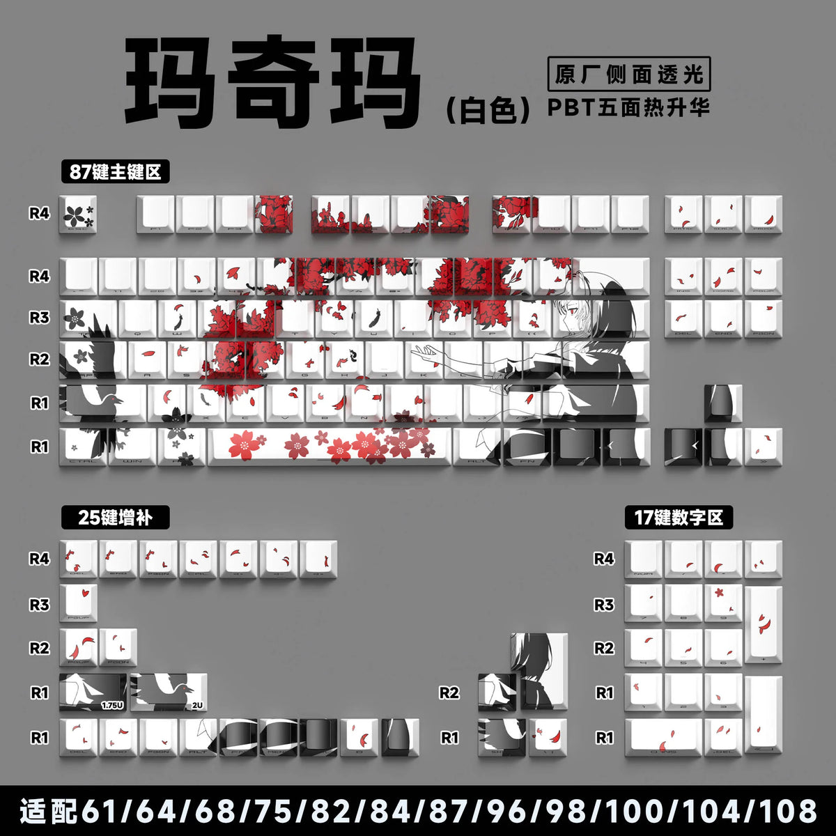 Machima Keycap PBT Cherry Side Engraved Translucent Keyboard Keychain Compatible with MX Switch Gaming Mechanical Keyboard