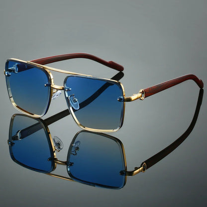 KAMMPT Fashion Retro Square Metal Shades Women's Original Brand Design Driving Sunglasses New Double Bridge Pilot Sun Glasses