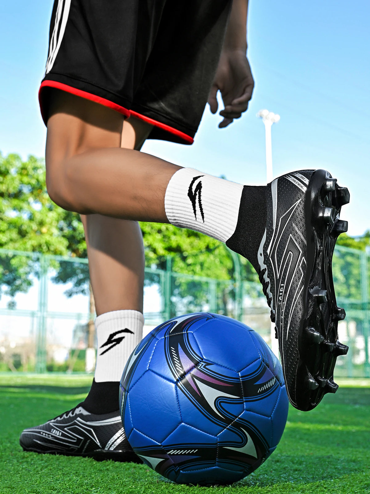 AG/FG Football Boots Unisex Kids Youth PU+Fabric Upper TPU Sole Anti-Slip Durable Outdoor Sports Pitch Training Shoes