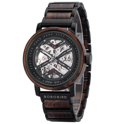 Automatic Mechanical Watch BOBO BIRD New Top Business Men Wooden Wristwatch Unique Custom Engraved Watches Christmas Gift Box