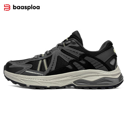 Baasploa New Men Running Shoes Outdoor Casual Lightweight Breathable Sneakers Male Cushioning Non-Slip Vintage Sports Shoes