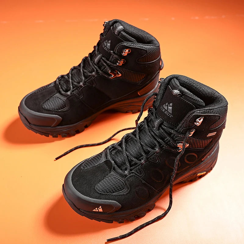 HIKEUP High-Top Men Hiking Boot Winter Outdoor Shoes Lace-Up Non-slip Outdoor Sports Casual Trekking Boots Man Waterproof Suede