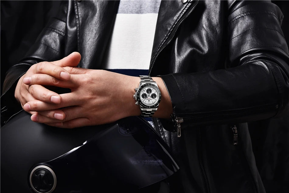 PAGANI DESIGN V2 40MM Meteorite dial Men Quartz Watches Sapphire Retro Chronograph  Waterproof Watch For Men Reloj0 hombr