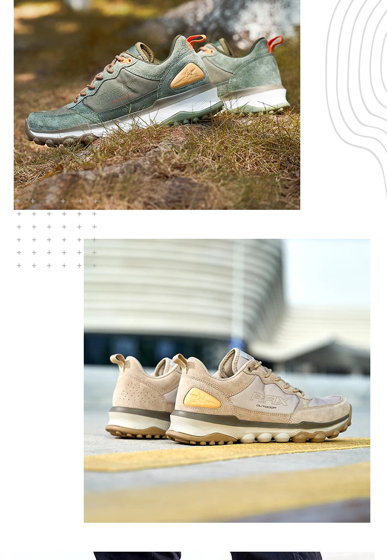 Rax Cowhide Hiking Shoes Men Outdoor Mountain Antiskid Climbing Sneakers wram Lightweight Trekking boots Sports casual shoes