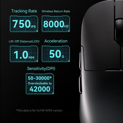 Mouse da gaming AJAZZ AJ179 APEX con dock con schermo a colori, ricarica magnetica, alta frequenza 8000Hz /, tri-mode (PAW3950) per destrimani