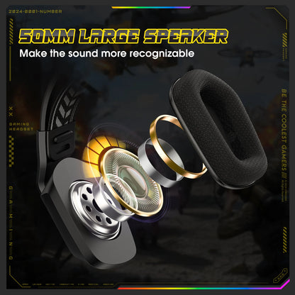 ONIKUMA X13 Wired Gaming Headset with RGB Colorful Lighting Wired Headphones Over-Ear Headphones Lightweight RGB Light Earphone