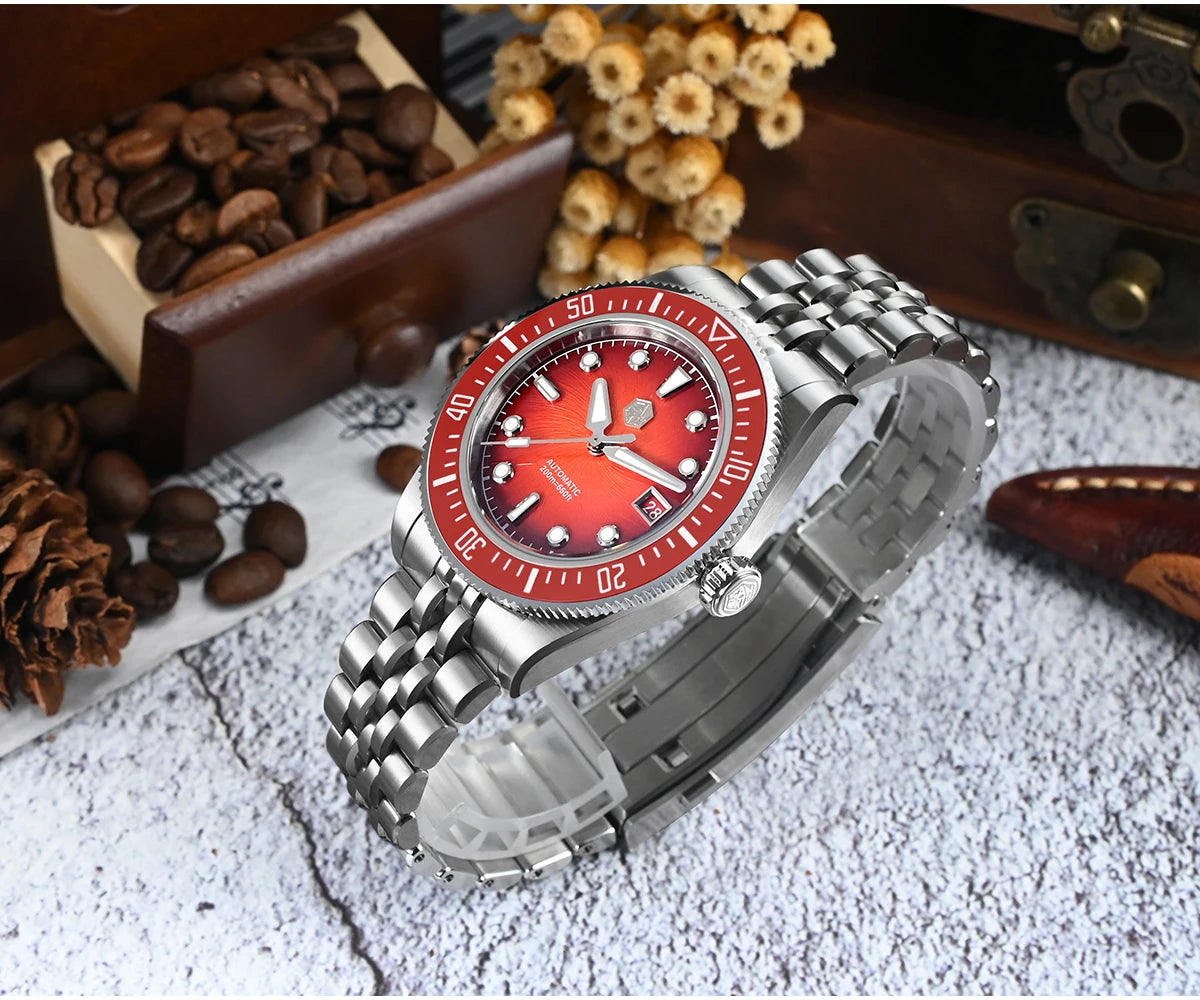 San Martin 40mm Men's Luxury Diver Watch Miyota 9015 Enamel Sunburst Dial Automatic Mechanical Wristwatch Waterproof 200m SN0148