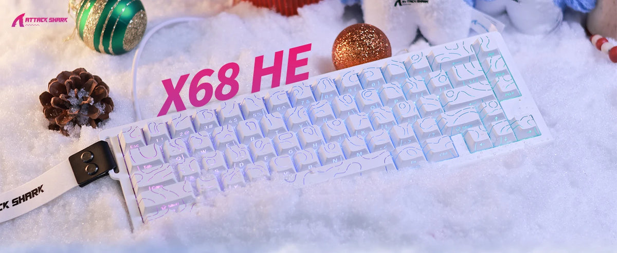 ATTACK SHARK X68 HE Rapid Trigger Mechanical Gaming Keyboard 60% Wired Hall Effect Keyboard with Adjustable Actuation, 8KHz Polling Rate & RGB Backlit
