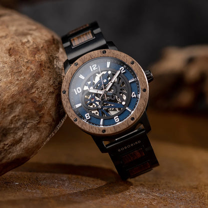 Automatic Mechanical Watch BOBO BIRD New Top Business Men Wooden Wristwatch Unique Custom Engraved Watches Christmas Gift Box