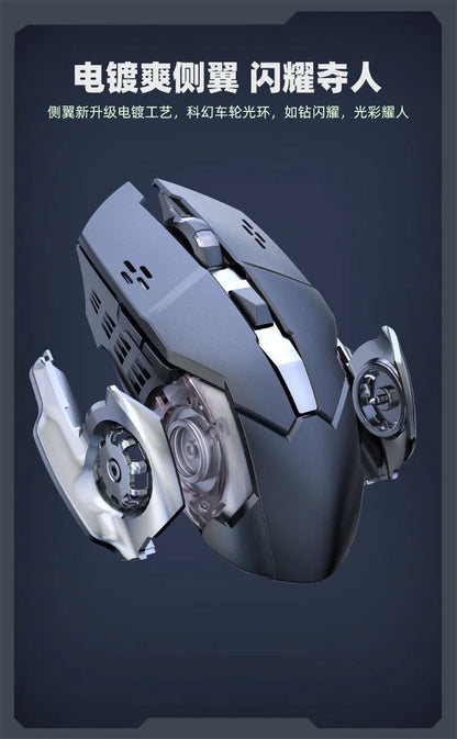 Mouse RGB dual-mode cablato e wireless 2.4G, mouse gaming ricaricabile silenzioso, mouse regolabile 3600 DPI per laptop