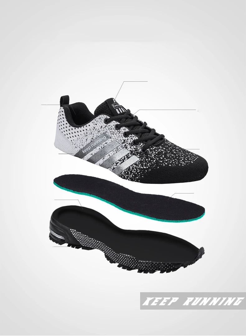 Men Running Shoes Mesh Fashion Sneakers Breathable Casual Sport Shoes Outdoor Walking Jogging Tennis Shoes Athletics Plus Size