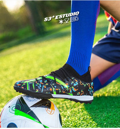 Turf Soccer Cleats Professional Men Football Boots Breathable Mesh Youth Soccer Shoes Anti Skid Male Sneakers Society Chuteira
