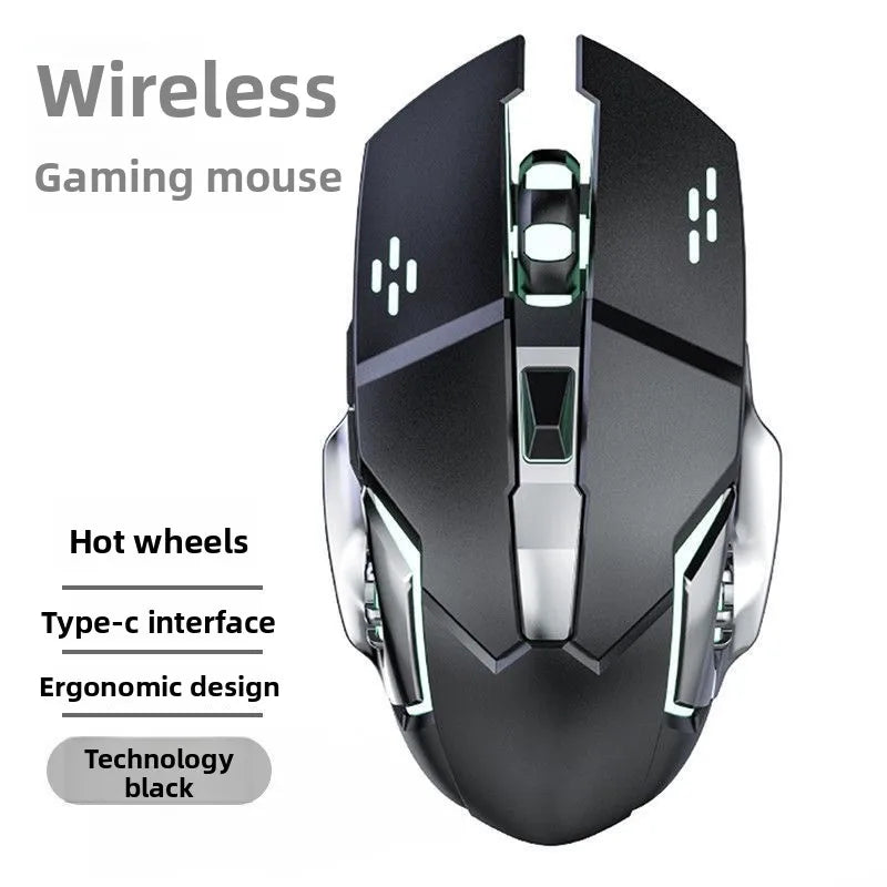 Mouse RGB dual-mode cablato e wireless 2.4G, mouse gaming ricaricabile silenzioso, mouse regolabile 3600 DPI per laptop