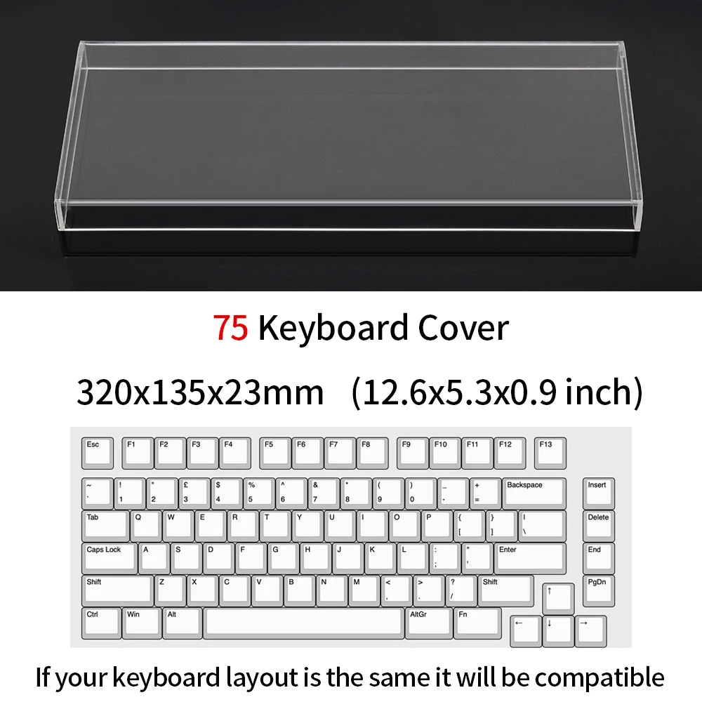 Acrylic Keyboard Clear Protector Case for Mechanical Keyboard, Transparent Keyboard Dust Cover for 60/61/64/96/98/104/108 Key Keyboards & Mouse