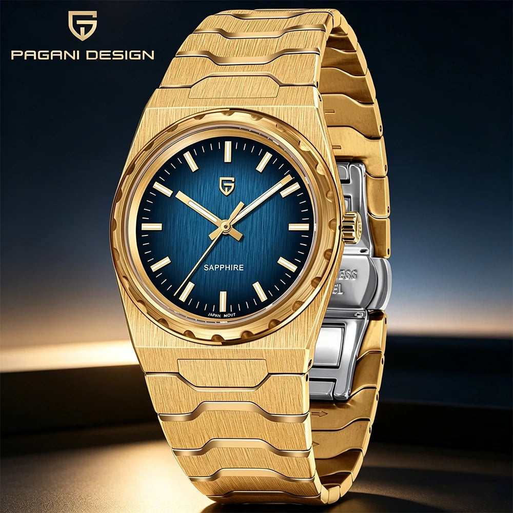 PAGANI DESIGN Men's Quartz Watches Ultra-Thin 7mm Series 37mm Sapphire Stainless Steel Waterproof Watches for Man TMI VJ21