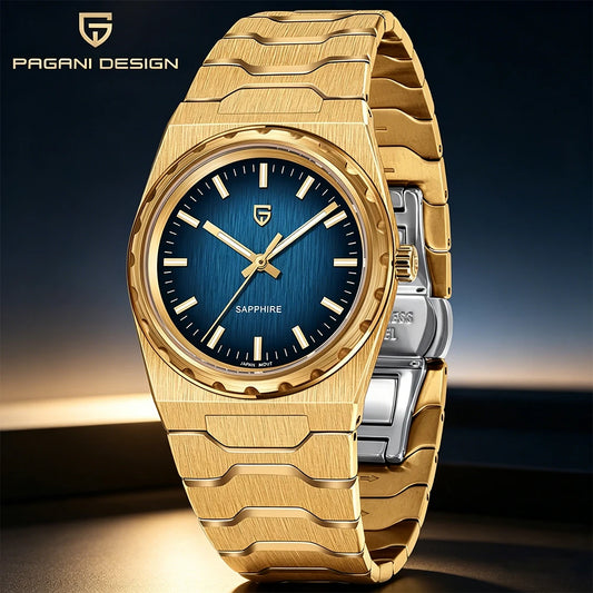 PAGANI DESIGN Men's Quartz Watches Ultra-Thin 7mm Series 37mm Sapphire Stainless Steel Waterproof Watches for Man TMI VJ21