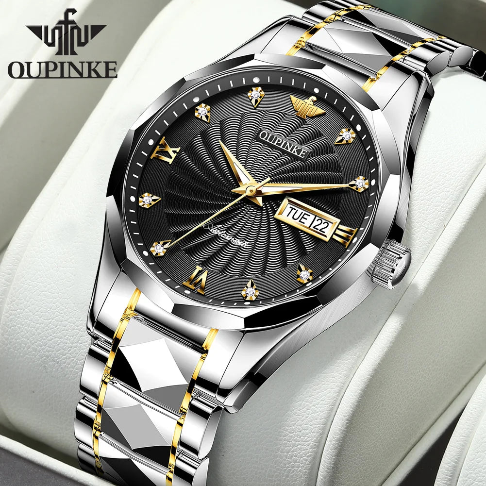 OUPINKE 3169 Japan Movement Men's Watch Classic Luxury Men's Watches Tungsten steel Strap Man Wristwatch