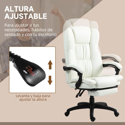 Vinsetto Massage Office Chair with Adjustable Height, Swivel Executive Desk Chair with Footrest, Reclining PU Leather Computer Chair