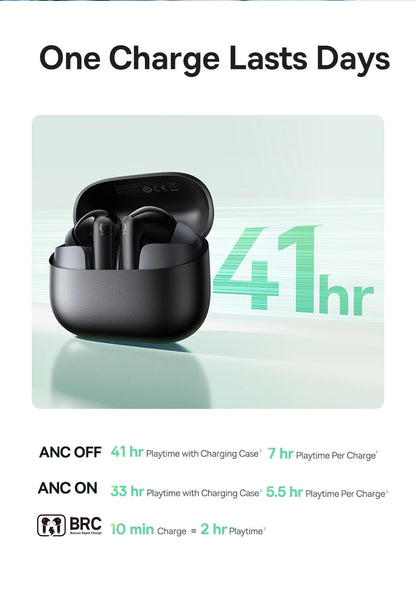 Baseus Bass EP10 NC True Wireless Earbuds Bluetooth 6.0 – ANC Noise Cancelling Earbuds with 4-Mic AI Clear Calls & 41H Playtime