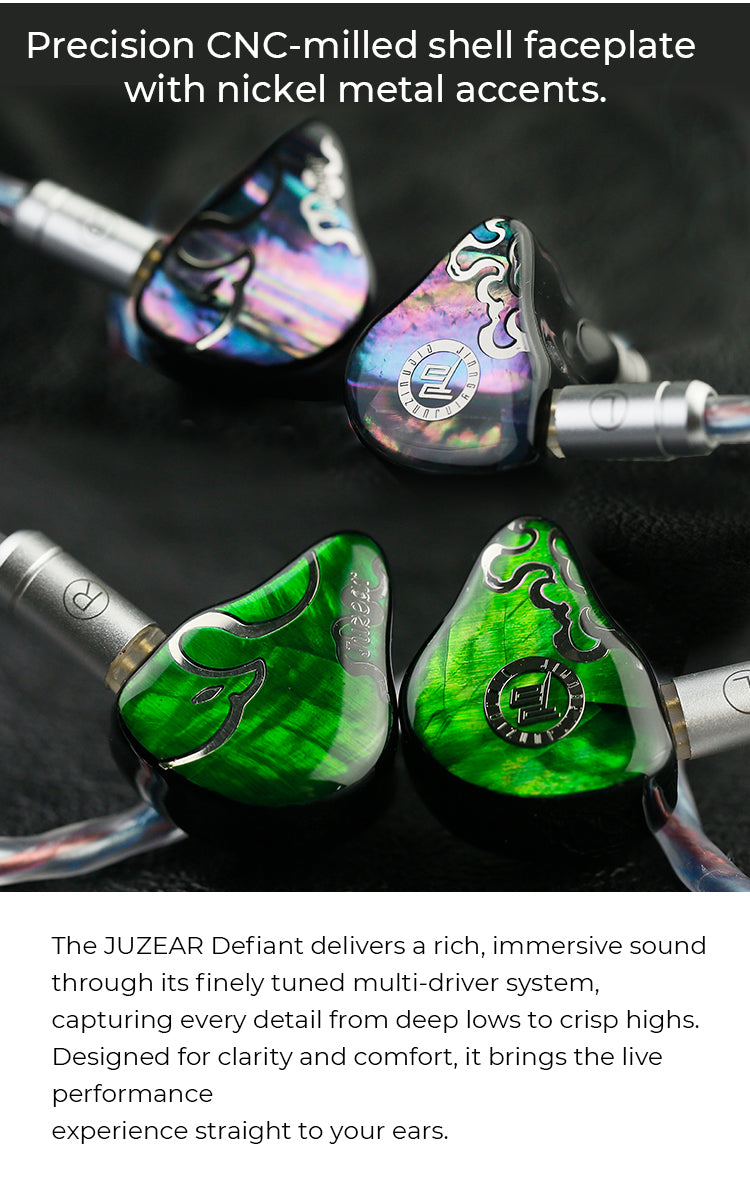 JUZEAR x Z Reviews Defiant 1DD+3BA Monitores intra-auriculares híbridos – Auscultadores Hi-Fi com crossover de 3 vias, cabo intercambiável de 3,5 mm e 4,4 mm, auscultadores IEM para audiófilos
