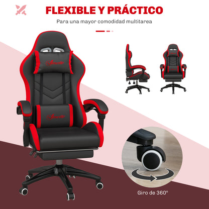 Vinsetto Ergonomic Gaming Chair Racing Style PU Leather Reclining Chair with Lumbar Support, Footrest, Headrest & Adjustable Height